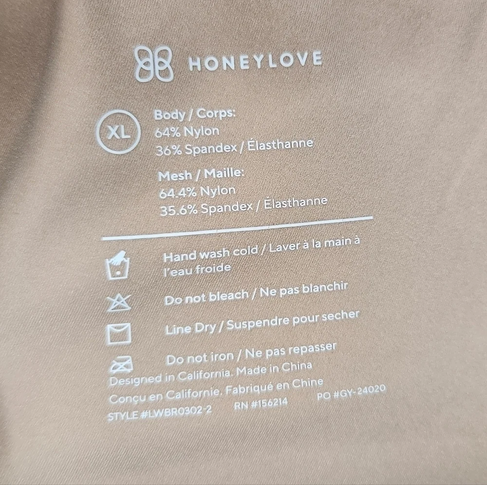 Honeylove CrossOver Comfort Bra Wireless Sculpting Support Shapewear Sand XL